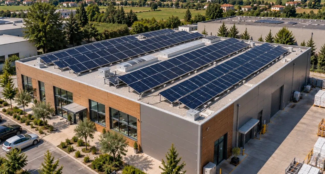 Impianto fotovoltaico da 137 kWp su capannone industriale realizzato da Green Terrae